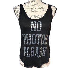 | Project Karma | Black Sleeveless Relaxed Fit No Photos Please Tank - S